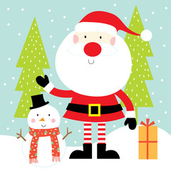 Christmas with santa and snowman