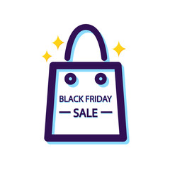 Black Friday sale. Shopping bag icon. Vector