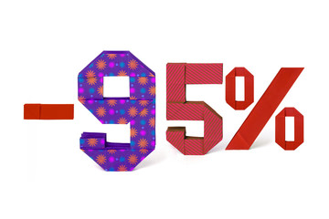 Origami text of discount sale 95 percent