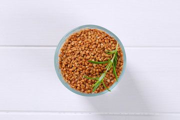 glass of raw buckwheat