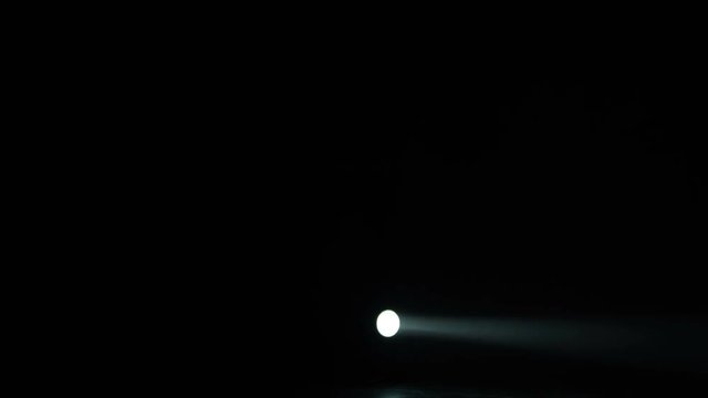 Realistic footage of stage light flashing rays spotlights through smoke. Great as a natural stage background for different projects!!!