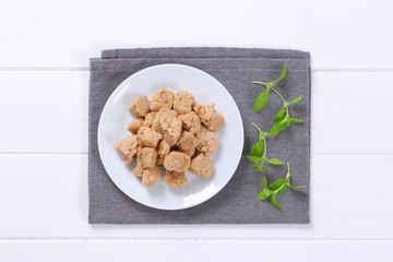 cubes of soy meat