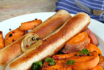 Oberländer Wurst mit Süsskartoffeln