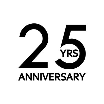 25 years anniversary icon. Anniversary decoration template. Celebrating and birthday emblem. Vector illustration.