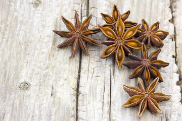 star anise on wooden background
