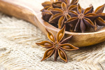 star anise on wooden background