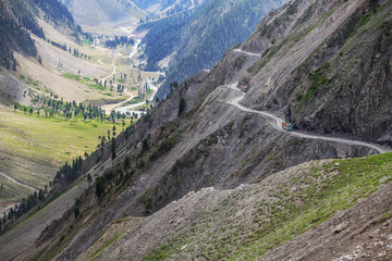 Fototapeta na wymiar Zojila pass between Leh - Srinagar, Jammu and Kashmir, India