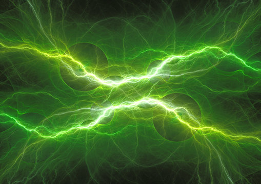 Green power, abstract lightning