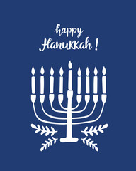 Happy Hanukkah, hand written brush lettering