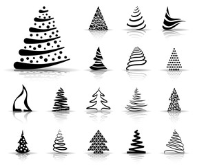 Obraz premium Weihnachtsbaum Iconset - Schwarz (Schatten)