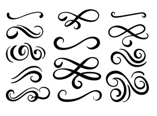 Set of hand drawn flourish elements. Vector illustration.