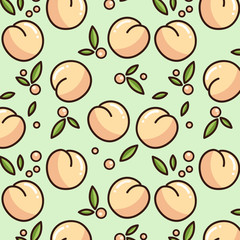 Cute peach pattern. Vector pattern isolated on white background. Print design for textile, posters, greeting cards, cases etc.