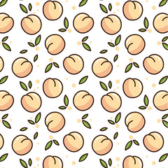 Cute peach pattern. Vector pattern isolated on white background. Print design for textile, posters, greeting cards, cases etc.