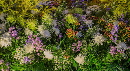 Many types of flowers are combined. Beautiful colors.