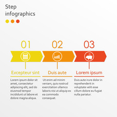 Step by step Infographics template with 3 arrows. Business infographic concept. Vector illustration.