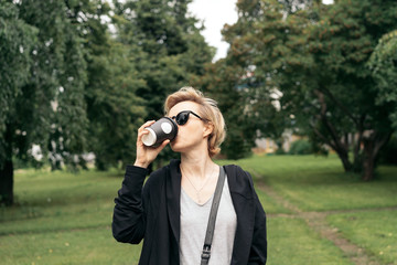 beautiful asian women drink coffee