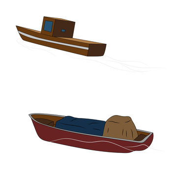Two different fish boats vector illustration
