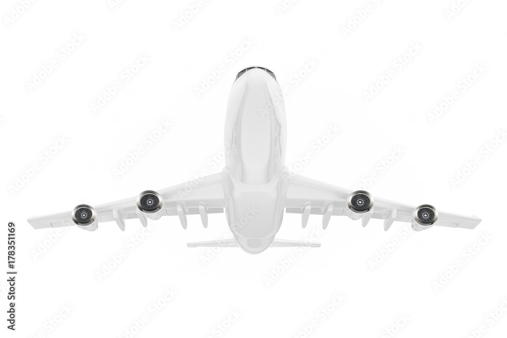 Poster white jet passenger's airplane. 3d rendering