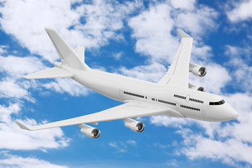 White Jet Passenger's Airplane. 3d Rendering