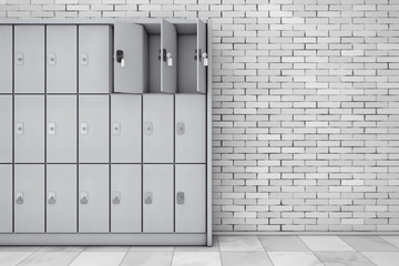 Metal Safety Lockers for Luggage. 3d Rendering