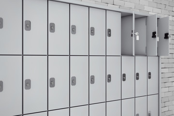 Metal Safety Lockers for Luggage. 3d Rendering