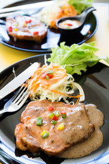 grilled pork steak