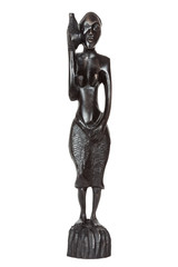 Fototapeta na wymiar African Antique Black Ebony Statue of Woman Carrying Water