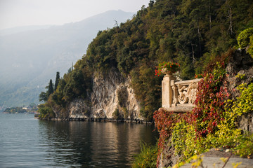 Fototapeta na wymiar Beautiful, autumn balcony over Lake Como