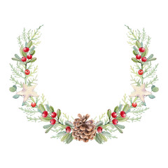 Fototapeta premium Watercolor christmas illustration. Perfect for cards