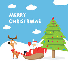 Christmas greeting card. Flat style. Vector illustration. 