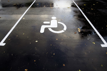parking place with parking space for disabled