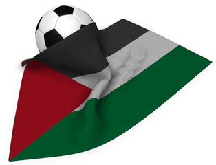 soccer ball and flag of palestine - 3d rendering