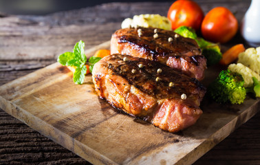 grilled pork steak