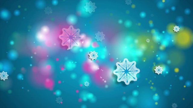 Bright blue shiny Christmas winter motion background with snowflakes. Video animation Ultra HD 4K 3840x2160