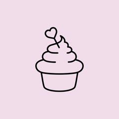 cup cake creamy muffin line black icon