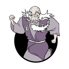 old oriental man running