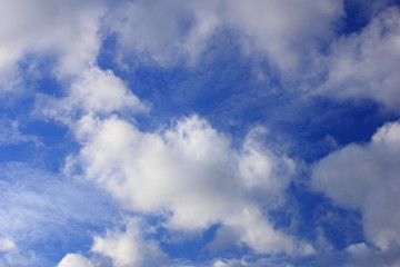 Naklejka premium Clouds in the blue sky. Background, texture.