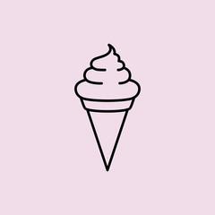 cone waffle ice cream line black icon