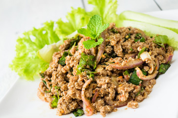 thai food. spicy pork salad