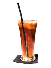a glass of iced tea, isolated on white background with clipping path