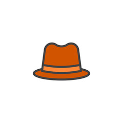 Detective hat filled outline icon, line vector sign, linear colorful pictogram isolated on white. Symbol, logo illustration. Pixel perfect vector graphics