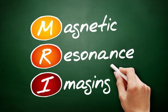 MRI - Magnetic Resonance Imaging, acronym health concept on blackboard