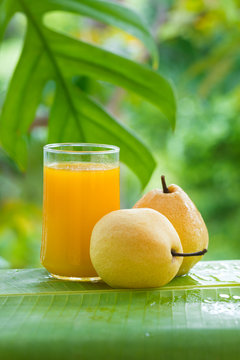 yellow pear tropic fruit summer smoothie shake
