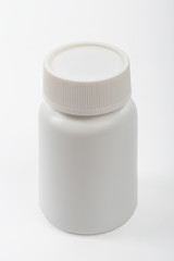 Pill plastic bottle isolated with clipping path.