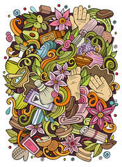 Fototapeta premium Cartoon cute doodles hand drawn Massage illustration