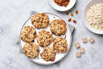 Healthy oatmeal cookies, top view
