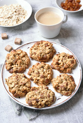 Breakfast with oatmeal cookies and coffee
