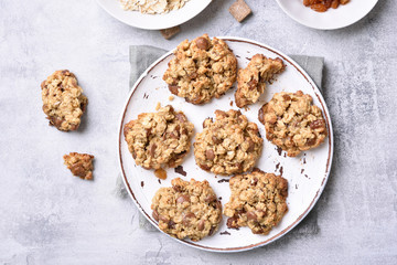 Healthy oatmeal cookies, top view