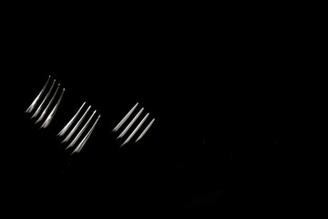 Silver forks on black background