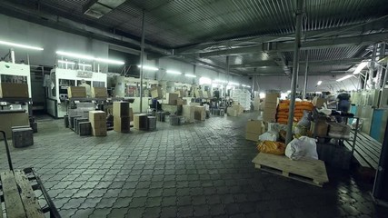 Workers make footwear. Timelaps